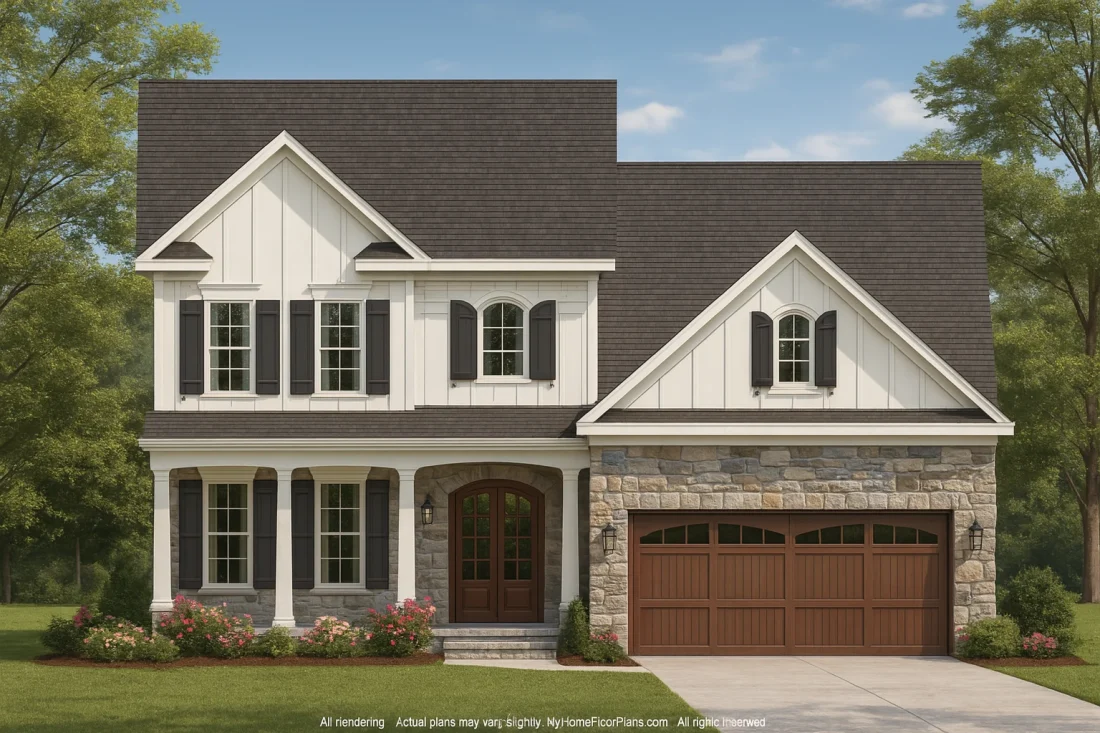 Elegant 2-Story House Plan with Spacious Floor Plan & Architectural Designs