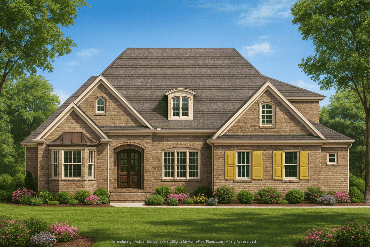 Sprawling 2-Story Home Blueprint with Vaulted Ceilings & 5 Bedrooms