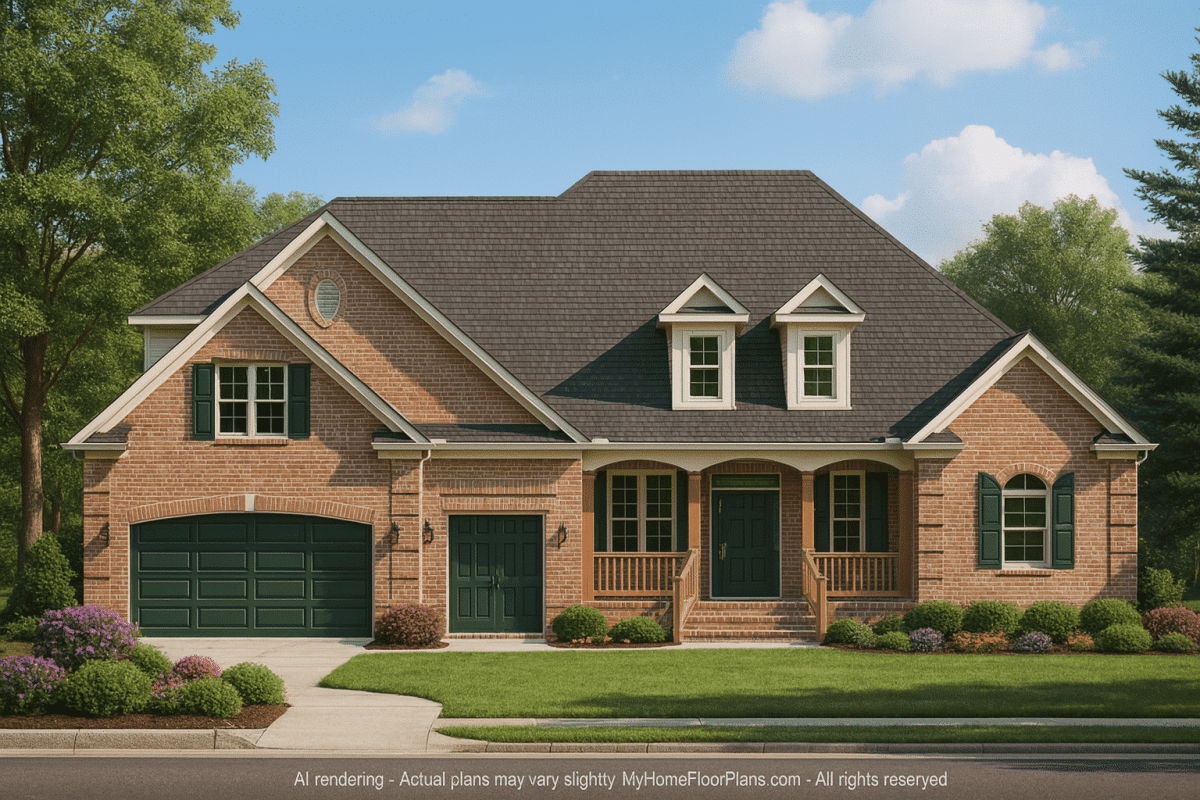 Coastal Cottage Home Floor Plan 3-Bed, 3-Bath with 1.5 Stories