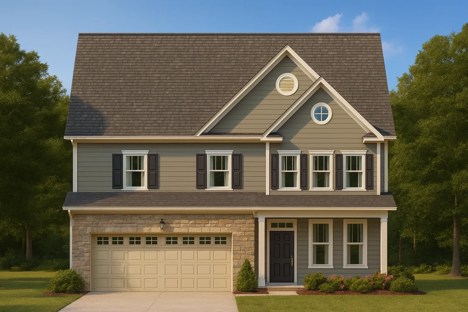 Traditional 2-Story House Plan with Open Floor Plan & Fireplace (2,912 Sq Ft)