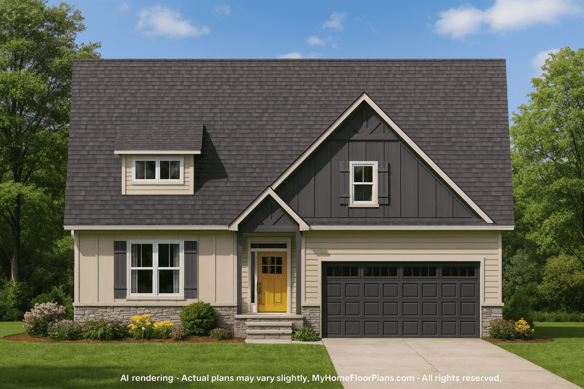 Elegant 2-Story Home Plan with Craftsman Farmhouse Charm