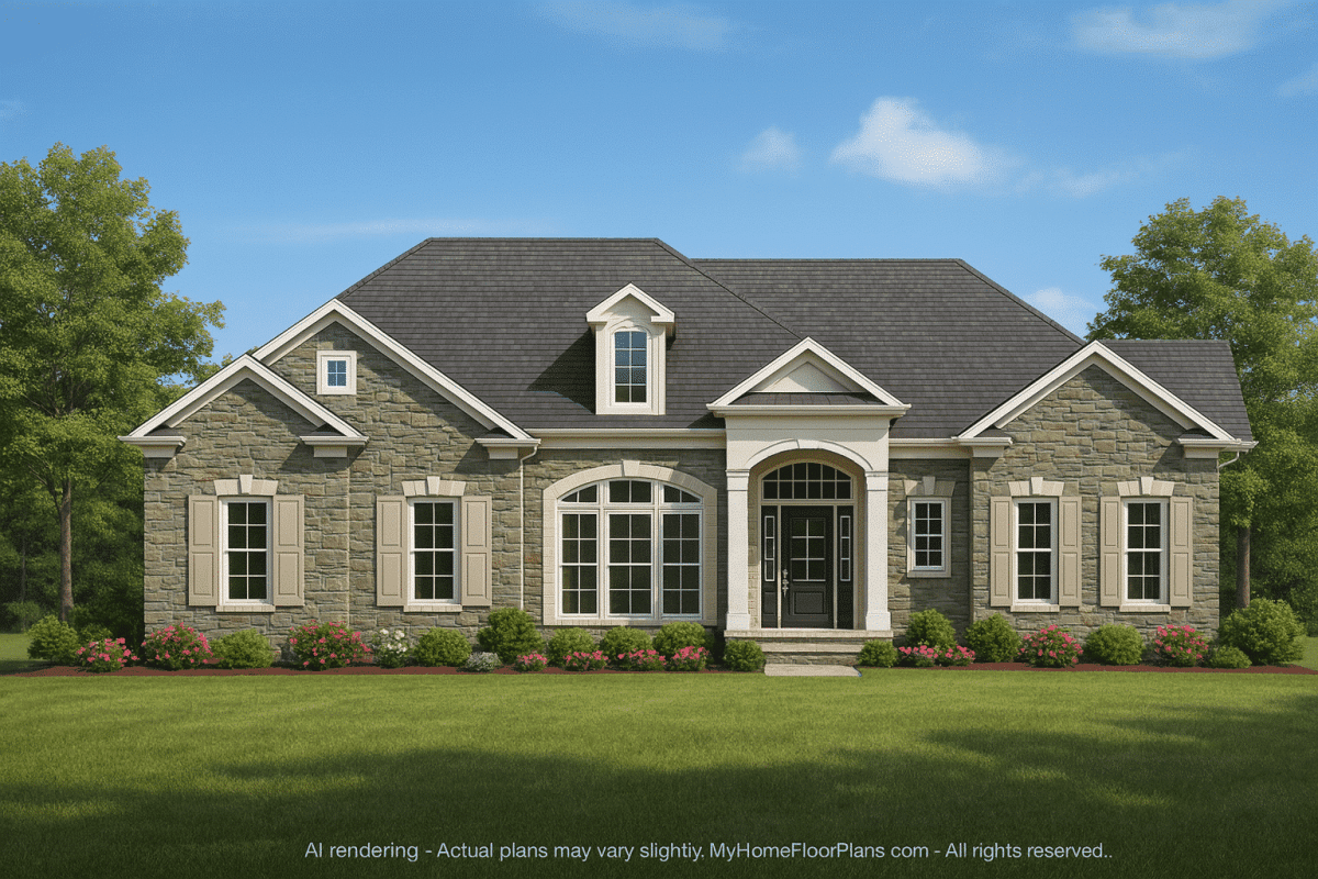 Elegant Home Blueprint with Floor Plan CAD Architecture Designs