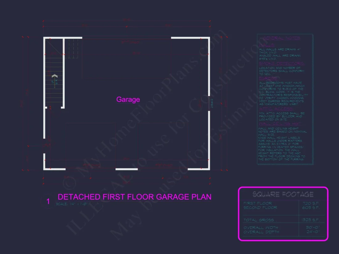 Garage-Living-Space-House-Plan-with-Attic-and-CAD-Blueprints