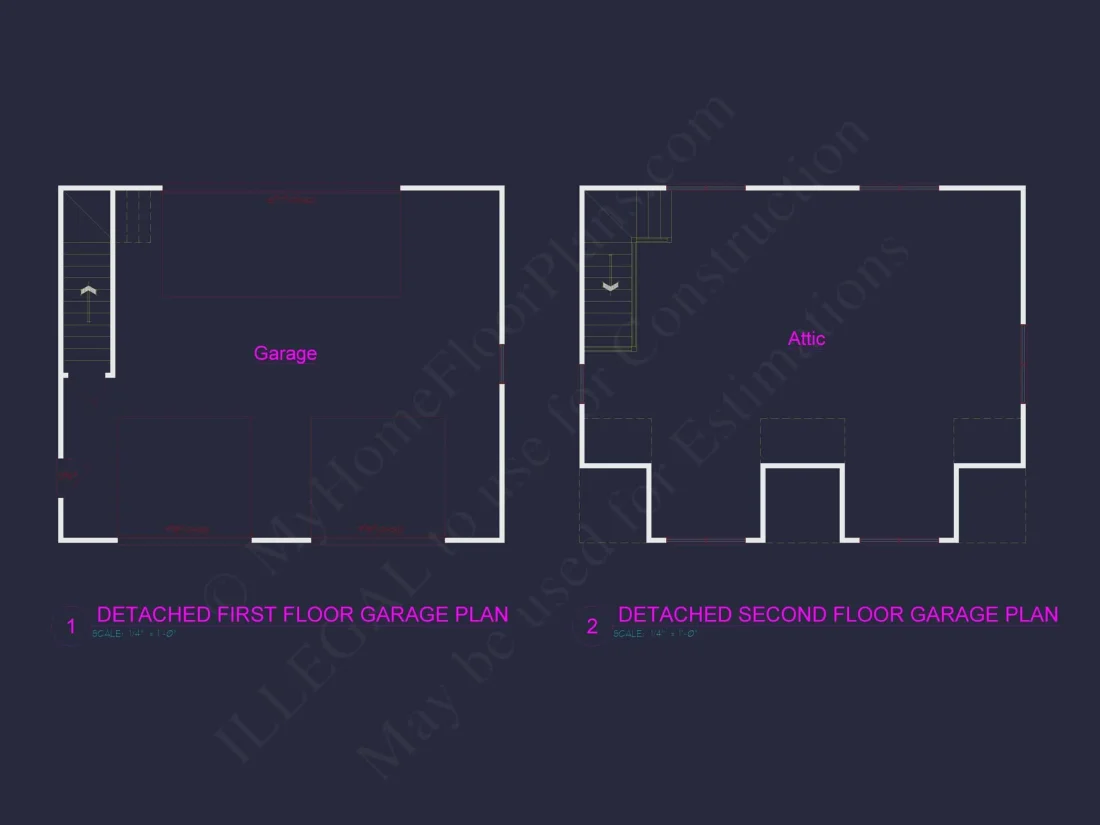 Garage-Living-Space-House-Plan-with-Attic-and-CAD-Blueprints