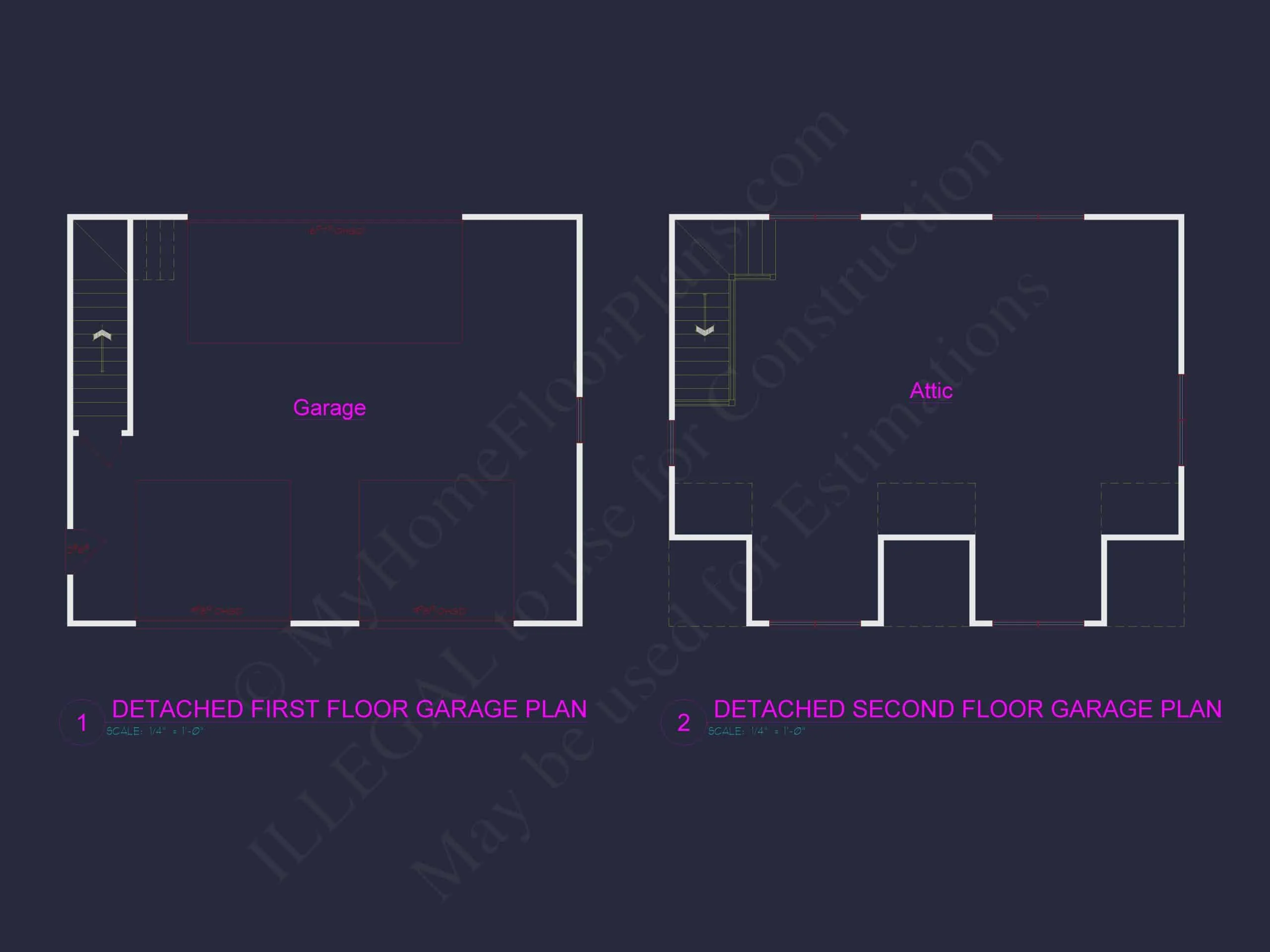 Garage-Living-Space-House-Plan-with-Attic-and-CAD-Blueprints