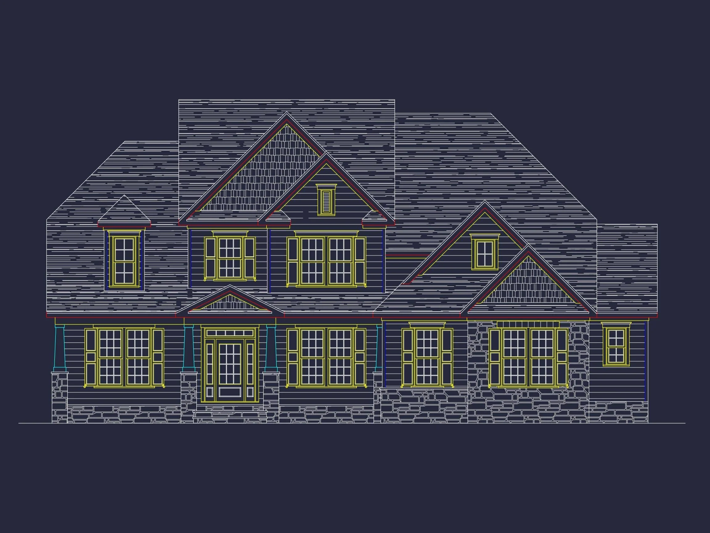 15-1779 HOUSE PLAN - House Architectural CAD Blueprint - Large 4-Bedroom Floor Plan 2 15-1779 HOME PLAN