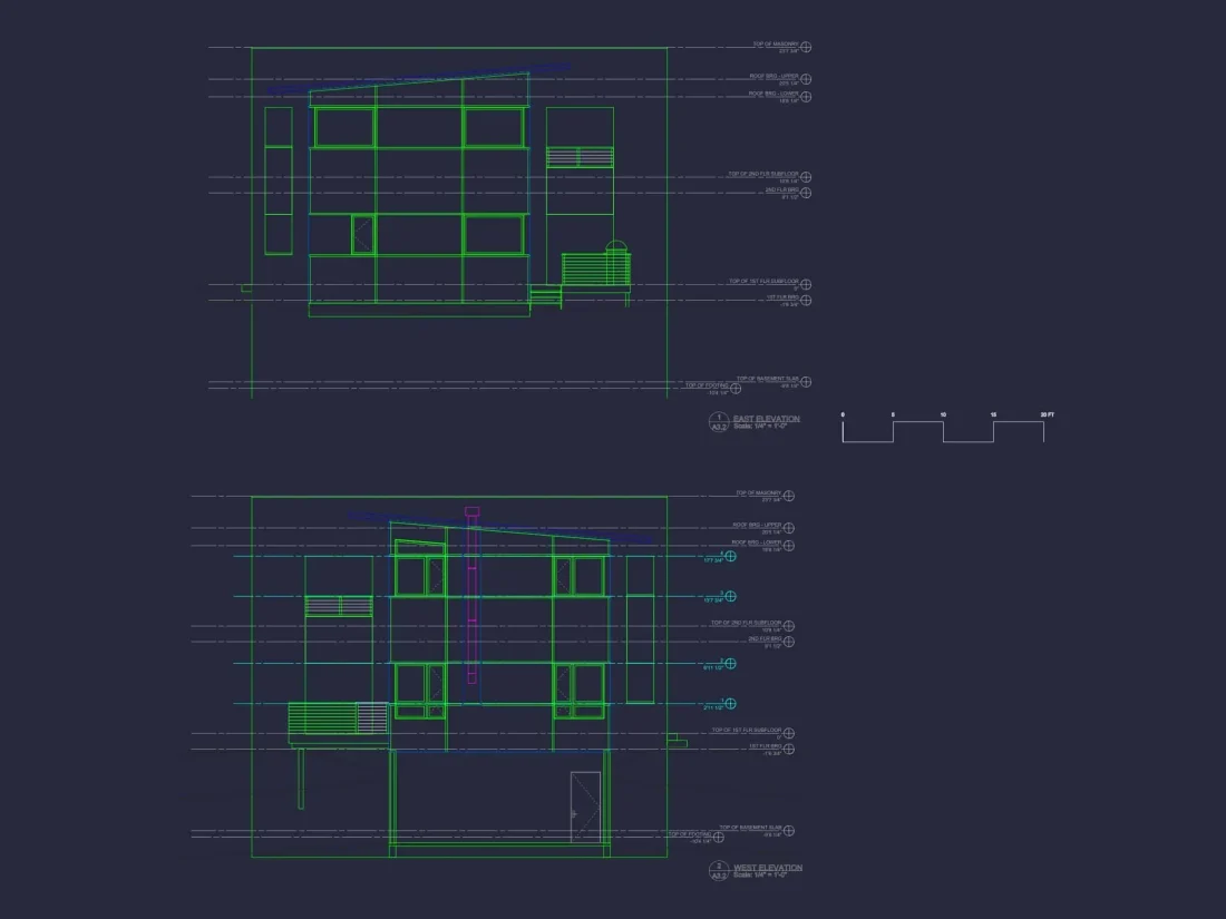 Modern 2-Story Home Floor Plan with Efficient Architecture & CAD Blueprints