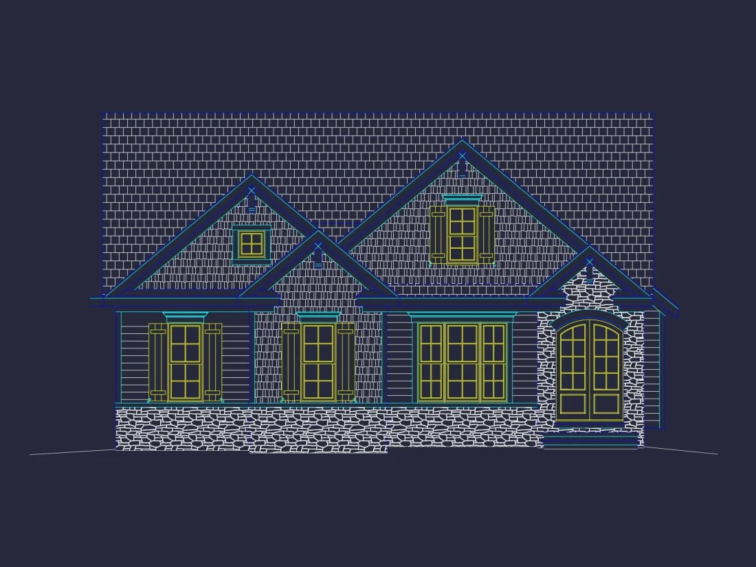 Efficient 2-Story House Plan with Modern CAD Blueprint