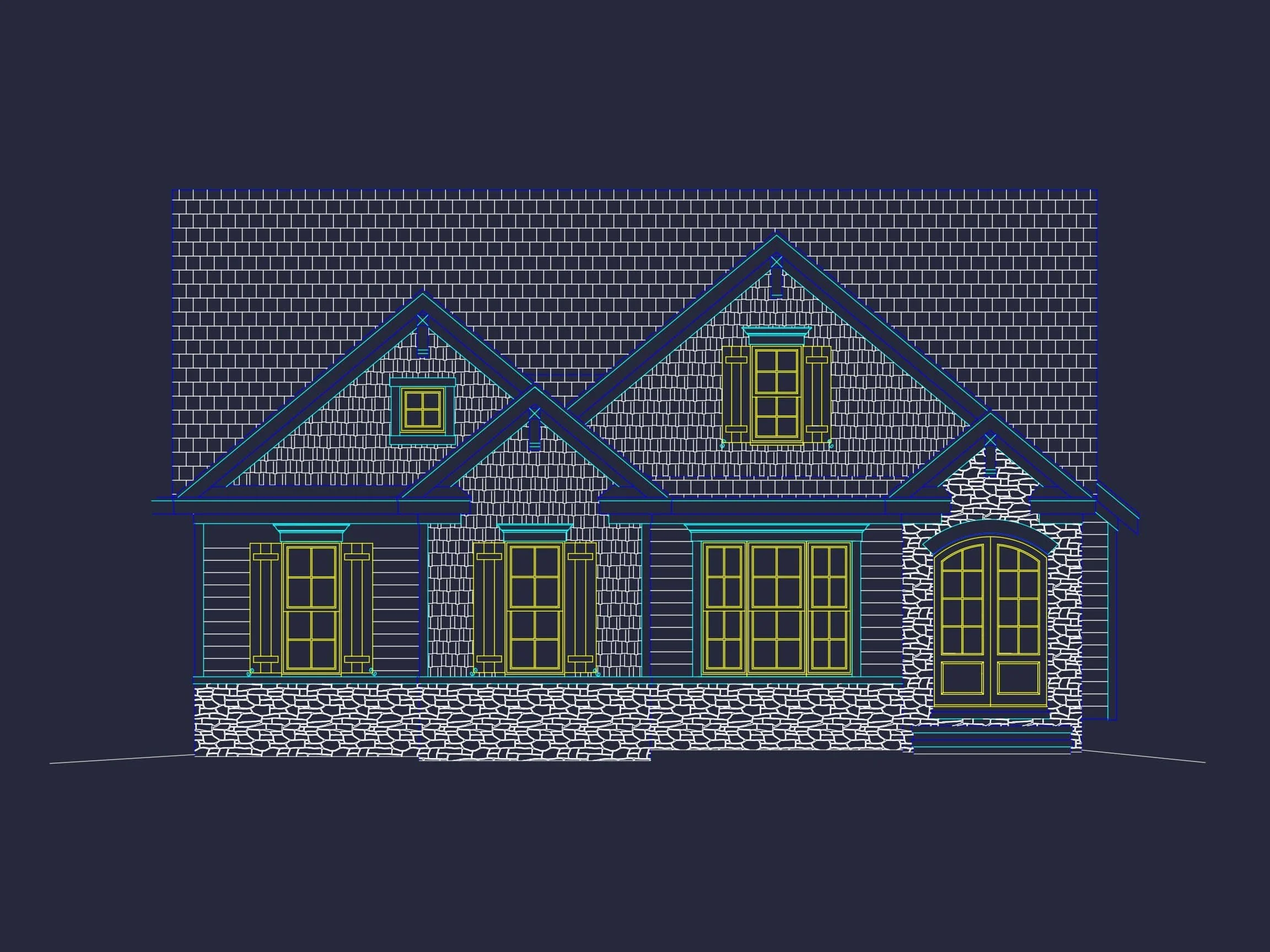 13-1675 HOUSE PLAN - Traditional Home Plan - 3-Bed, 2-Bath, 2,050 SF 2 Efficient 2-Story House Plan with Modern CAD Blueprint