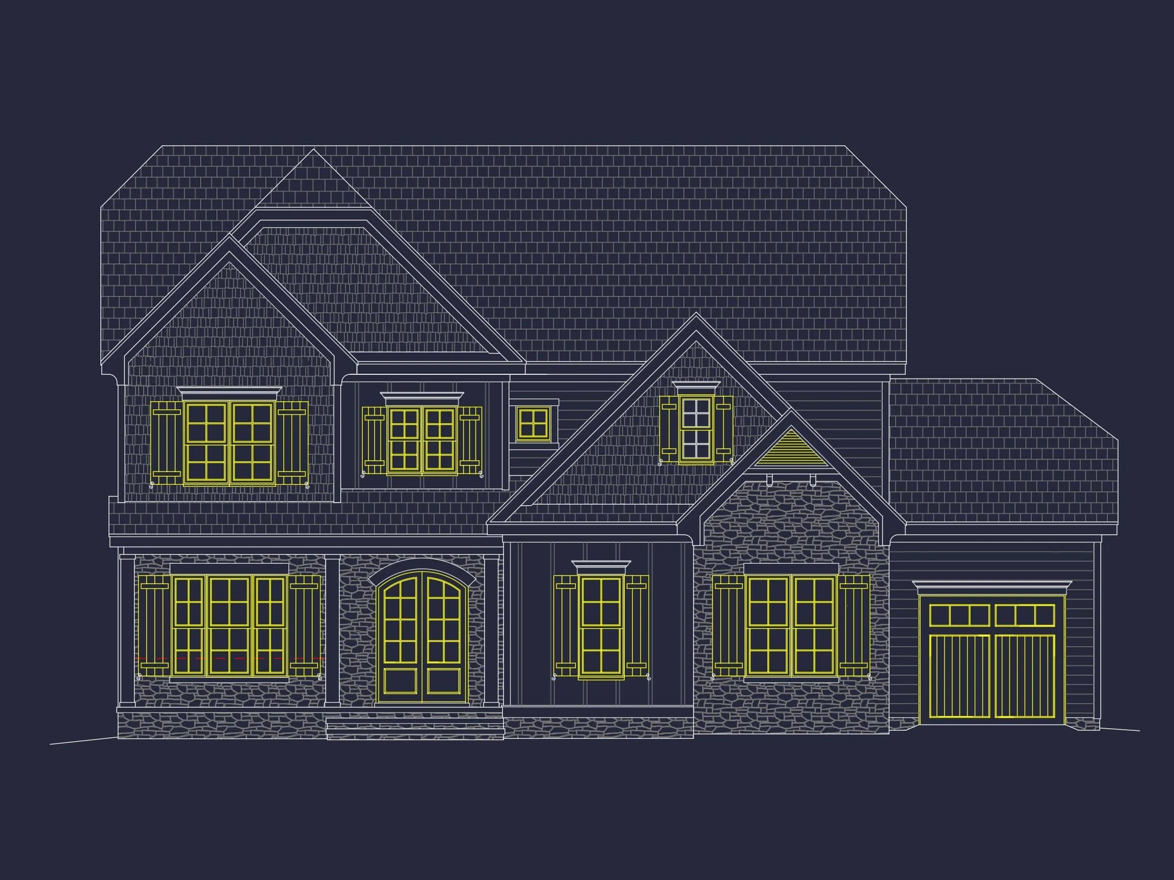 13-1985 HOUSE PLAN - Detailed House Plan Blueprint with Traditional Architecture 2 3-Story Traditional House Plan with 5 Bedrooms & Luxurious Design
