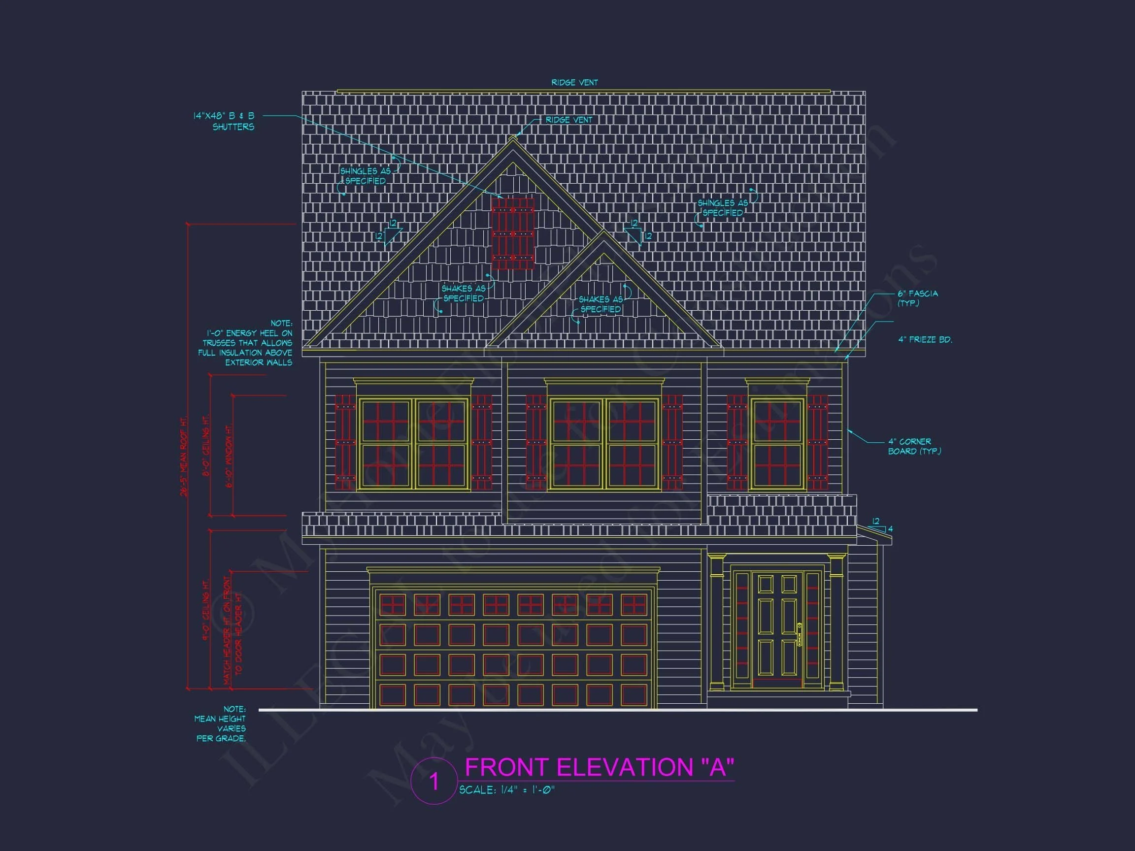 10-1779B HOUSE PLAN -Traditional Colonial Home Plan - 4-Bed, 2.5-Bath, 2,150 SF 2 Modern Craftsman Home Plan with Open Floor and CAD Blueprint