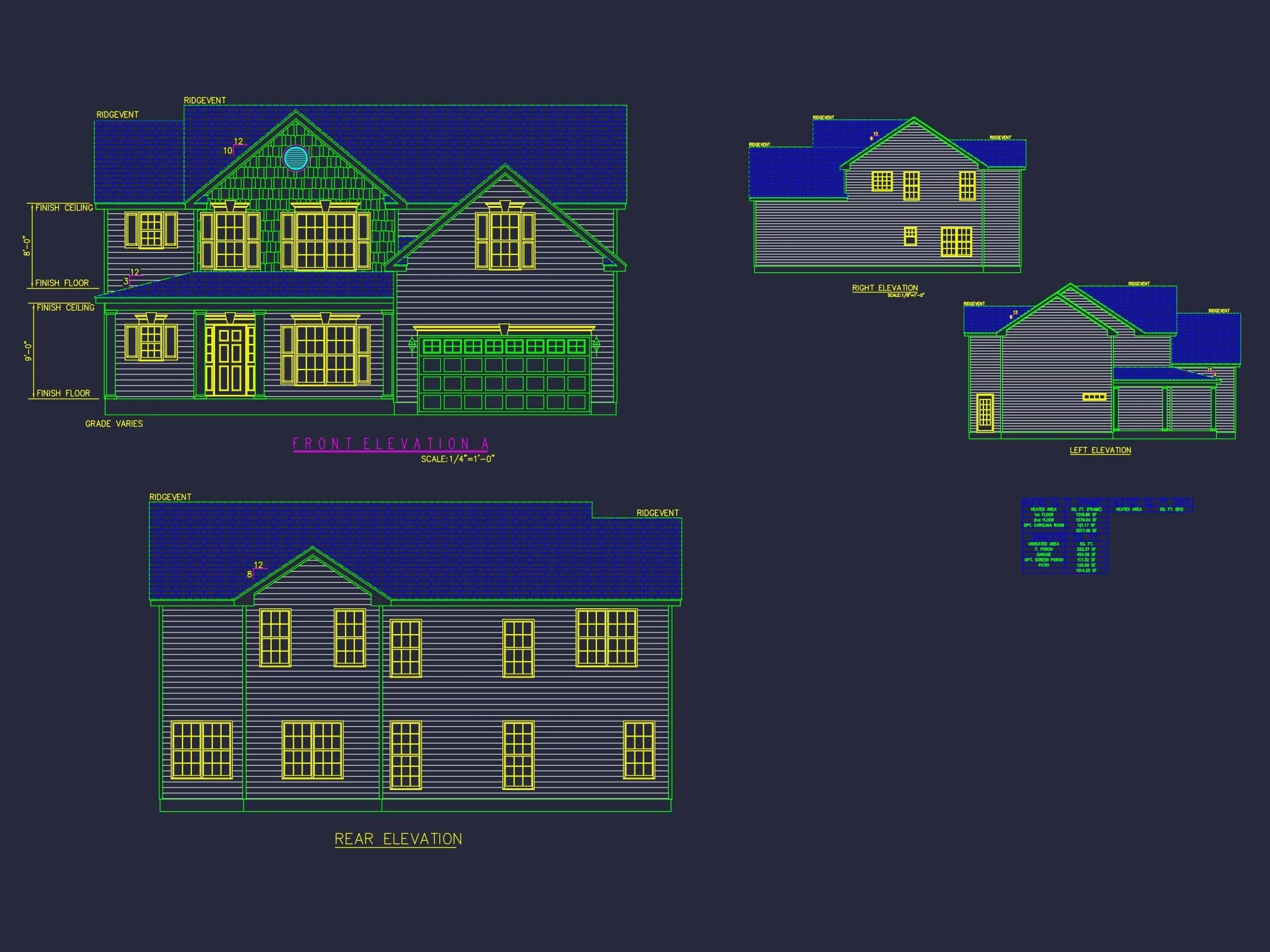 10-1018 HOUSE PLAN - Traditional Colonial Revival House Plan – 4 Bed, 3,017 Sq Ft, 2-Story with CAD Blueprints 2 Stunning 2-Story House Plan with CAD Designs and Blueprint