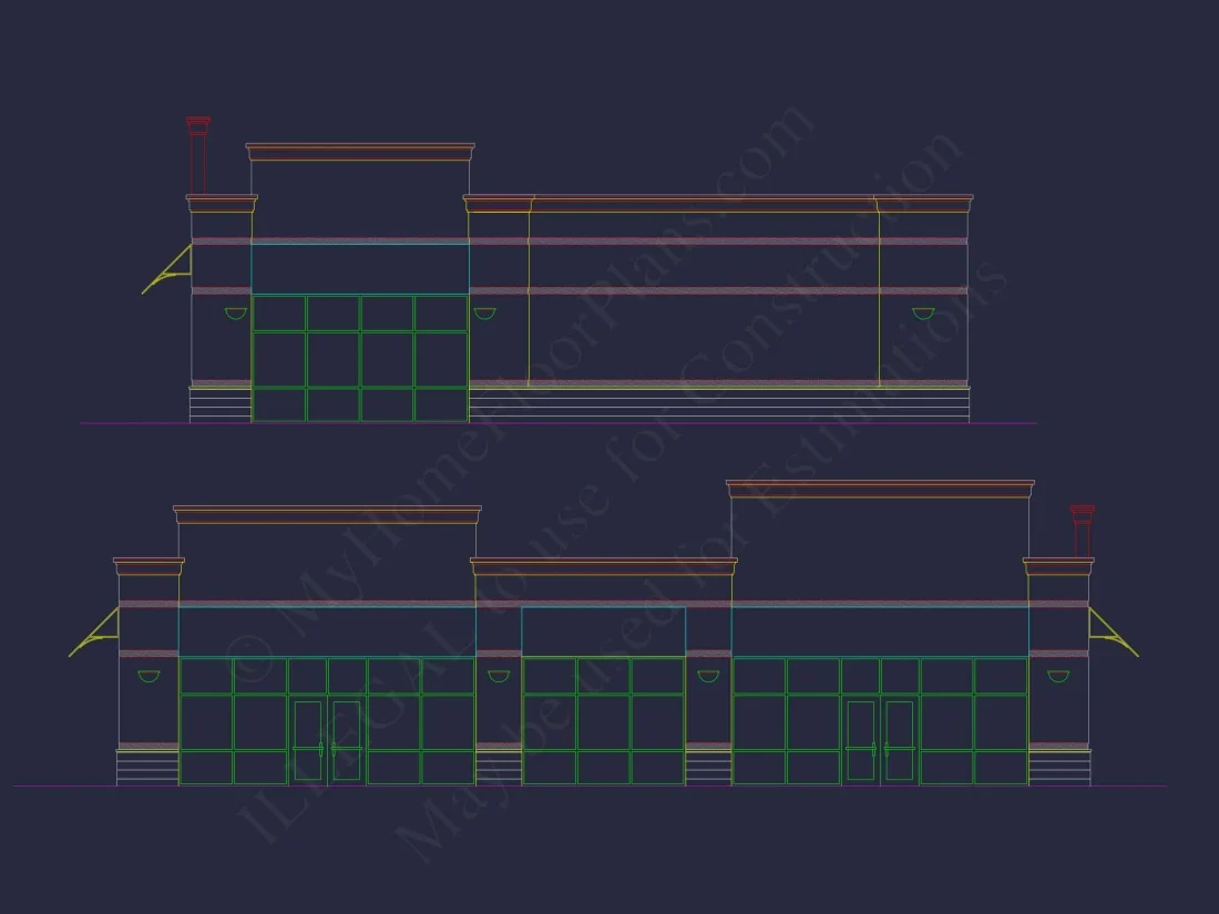 Modern Commercial Building Blueprint with CAD Designs