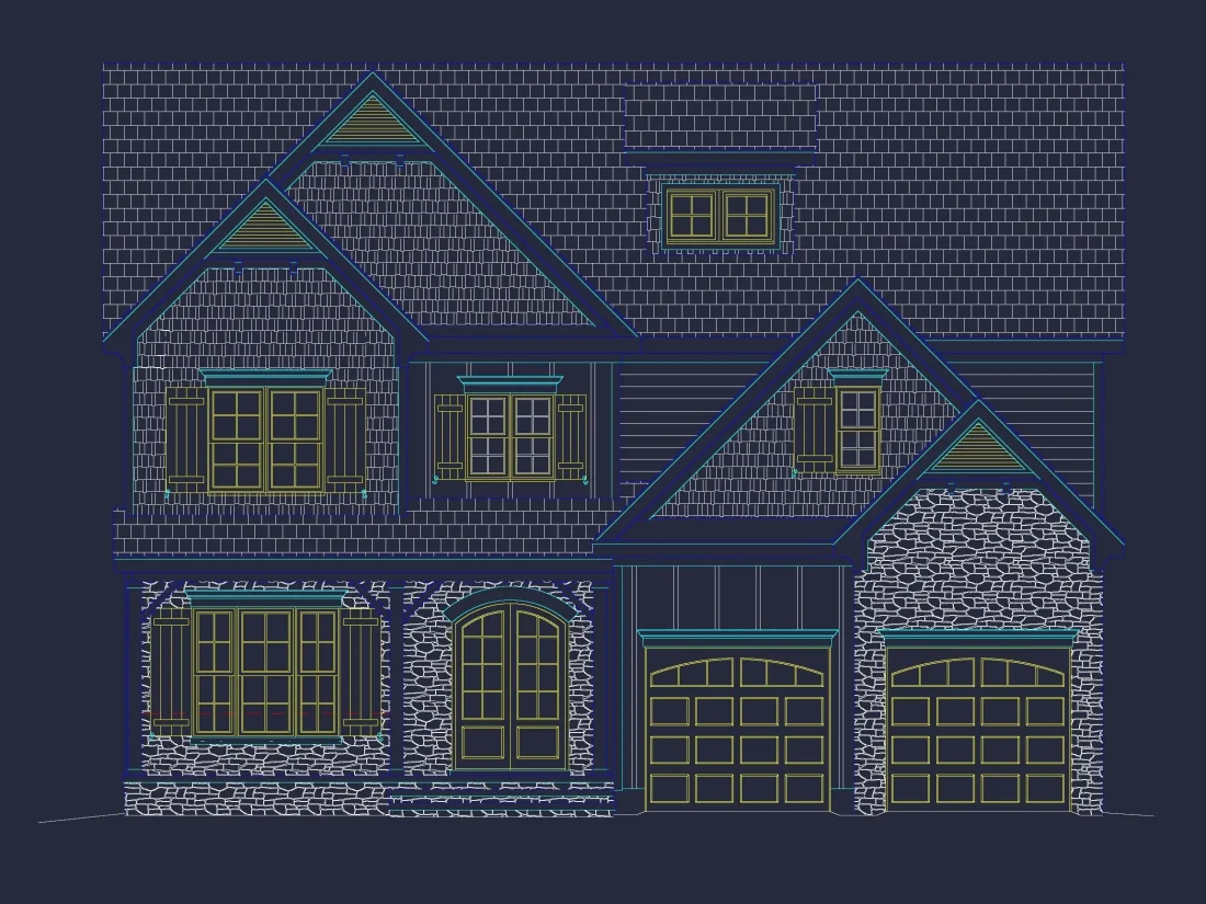 Craftsman Home Design with Floor Plan, CAD & Blueprint Features