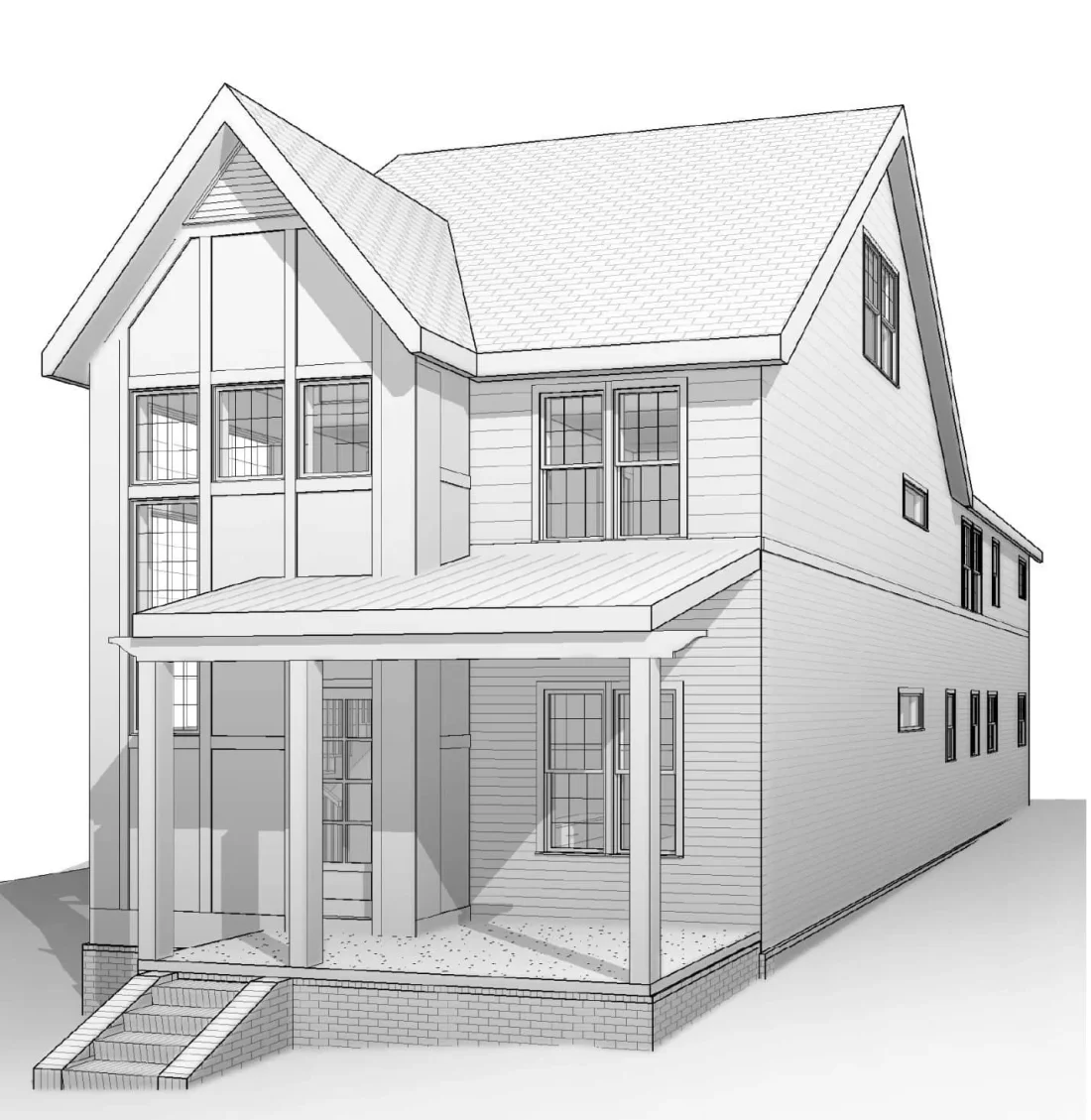 Versatile 3-Story Modern House Plan with CAD Design for Narrow Lots