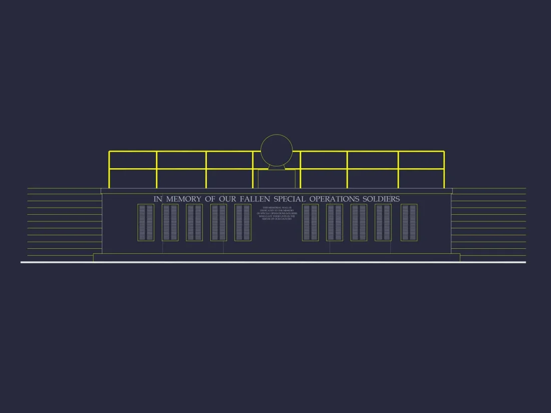 Memorial Wall CAD Design with Detailed Architectural Blueprints