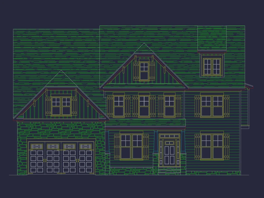 Elegant 2-Story House Plan with CAD Blueprints & Bonus Spaces