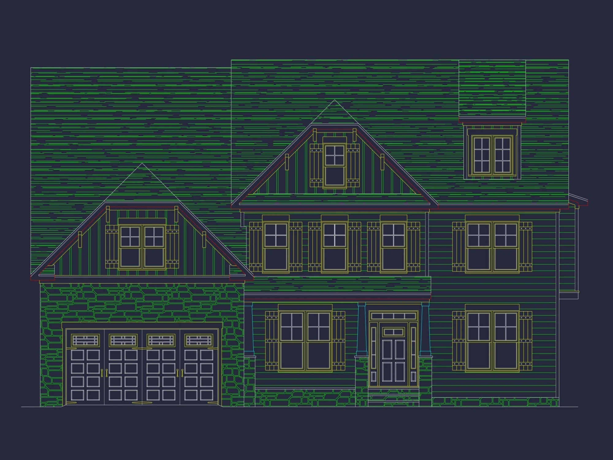 Elegant 2-Story House Plan with CAD Blueprints & Bonus Spaces