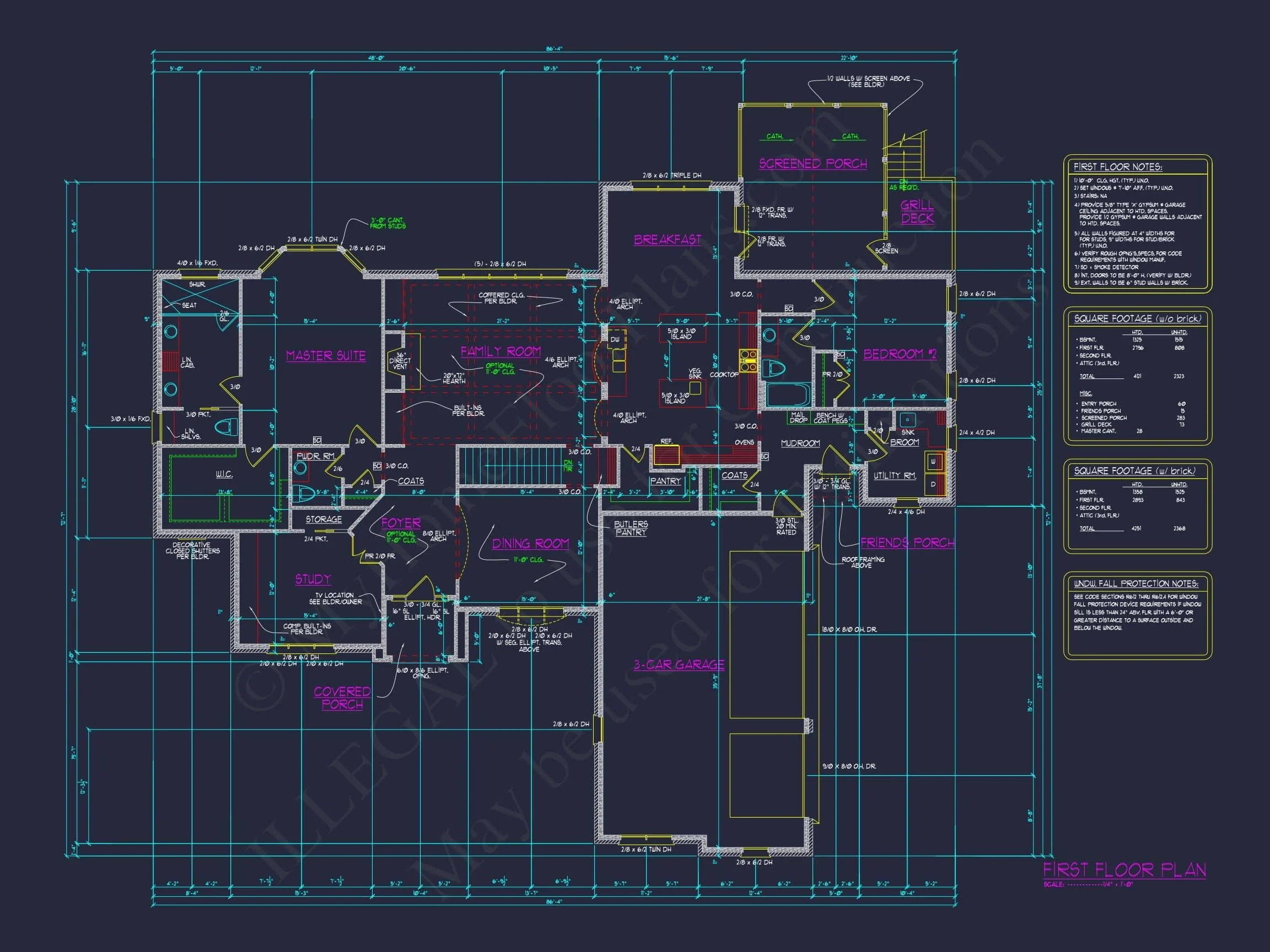 13-1355 HOUSE PLAN - Spacious House Plan with Architectural CAD Designs 11 Spacious 2-Story House Plan with Vaulted Ceilings & CAD Designs