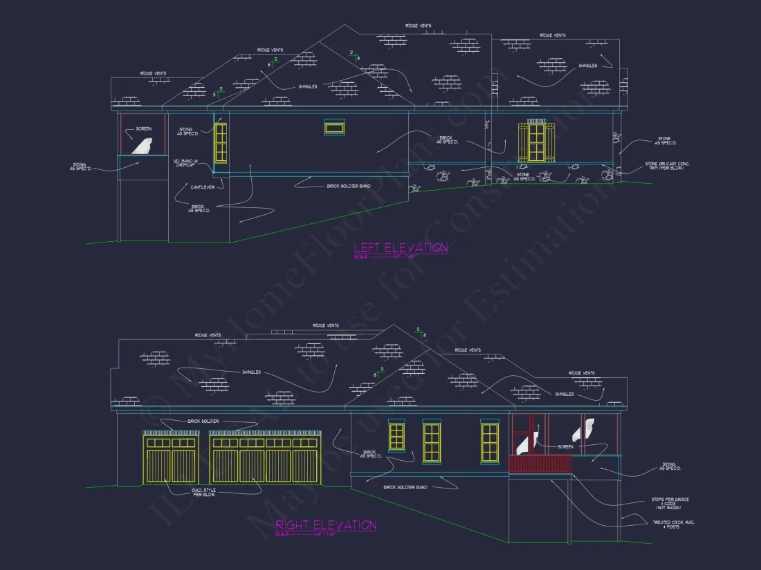 Spacious 2-Story House Plan with Vaulted Ceilings & CAD Designs