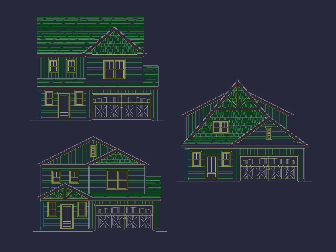 Modern Craftsman Home Floor Plan with 2-Story Design and CAD