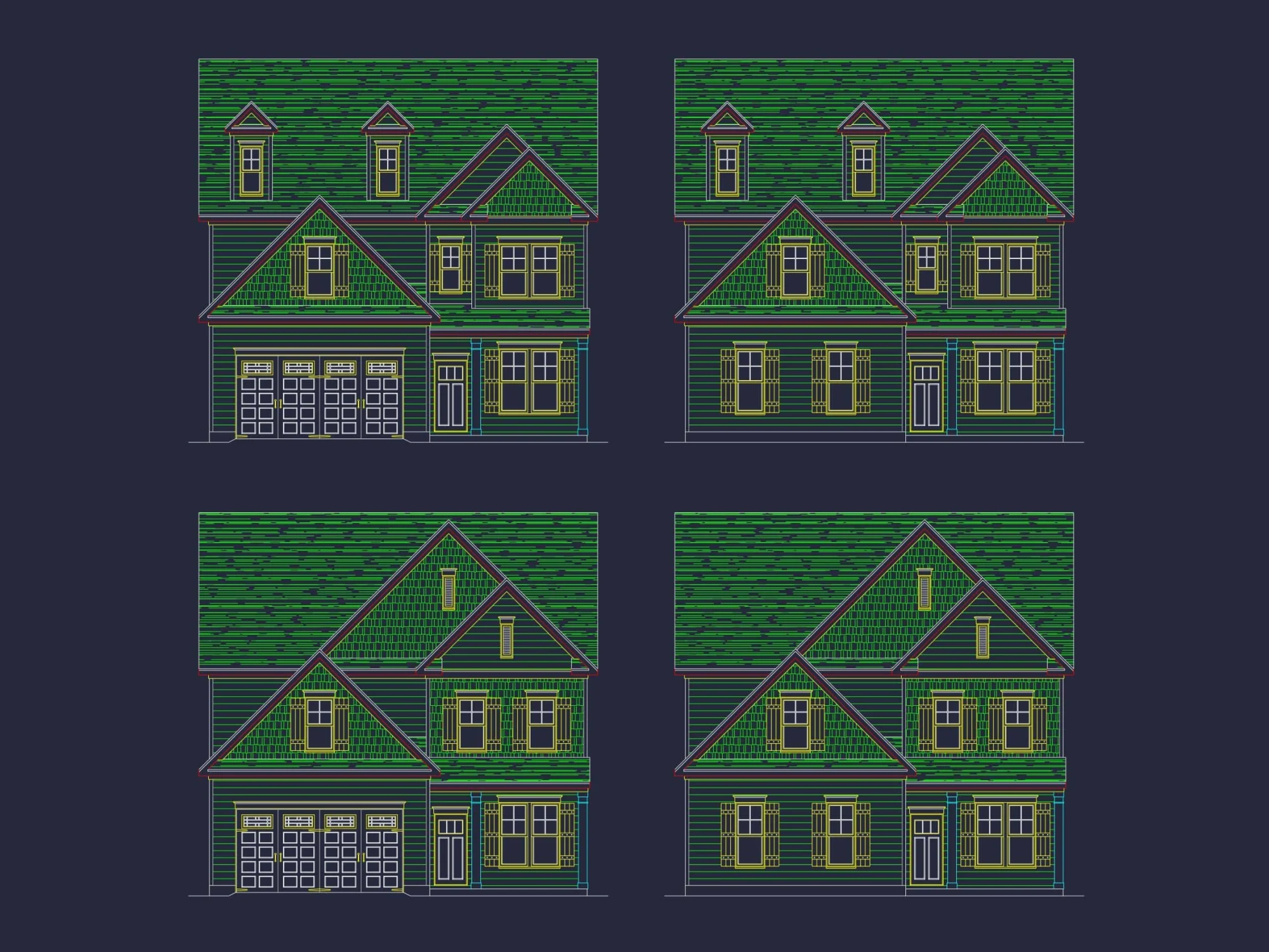 Elegant 2.5-Story House Plan with Modern CAD Blueprints