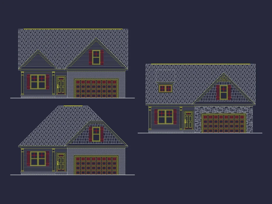Crafted Home Floor Plan with Blueprint & CAD Design