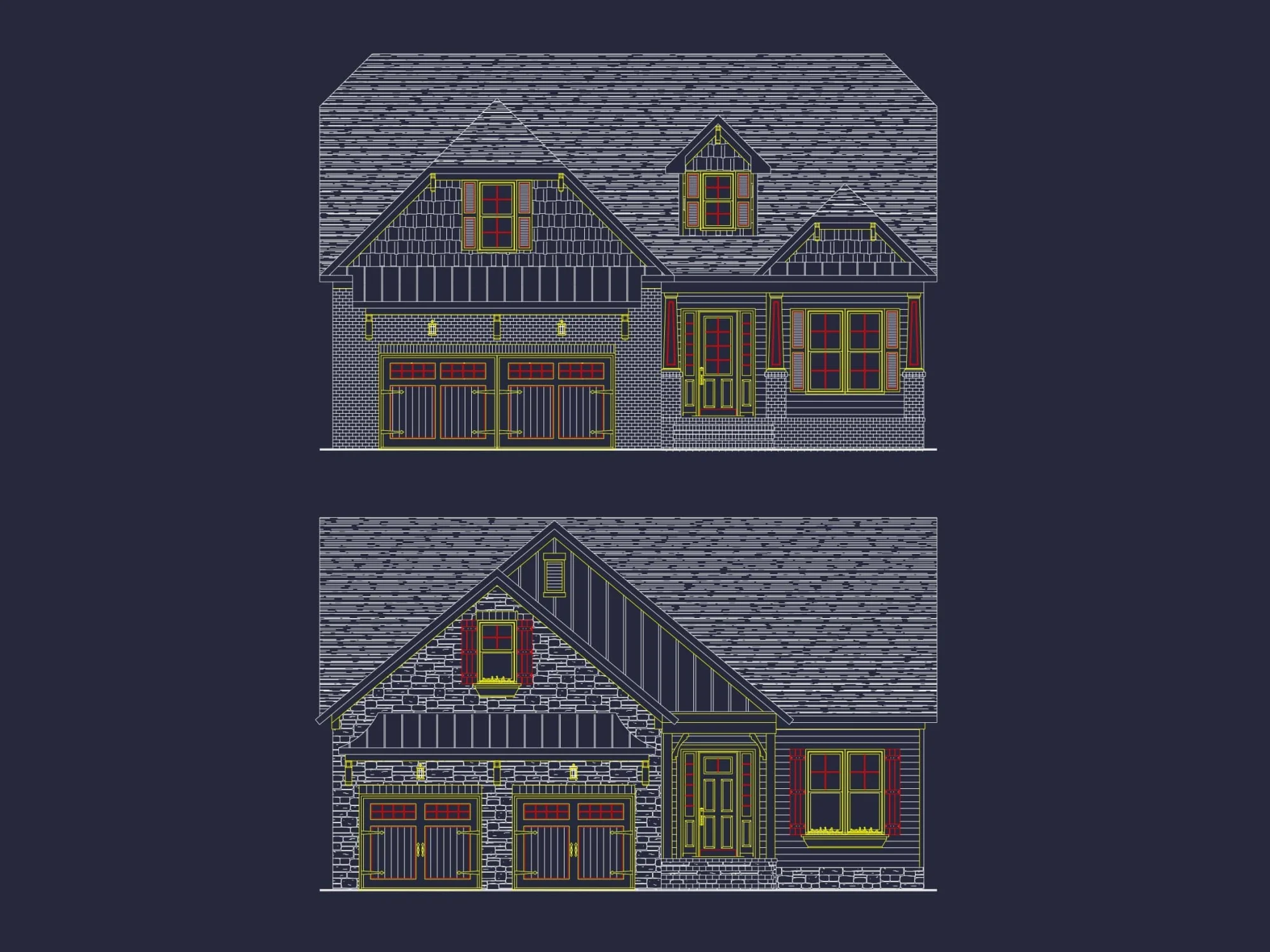 Craftsman-Style Home Plan: 3-Bedroom CAD Blueprint Designs