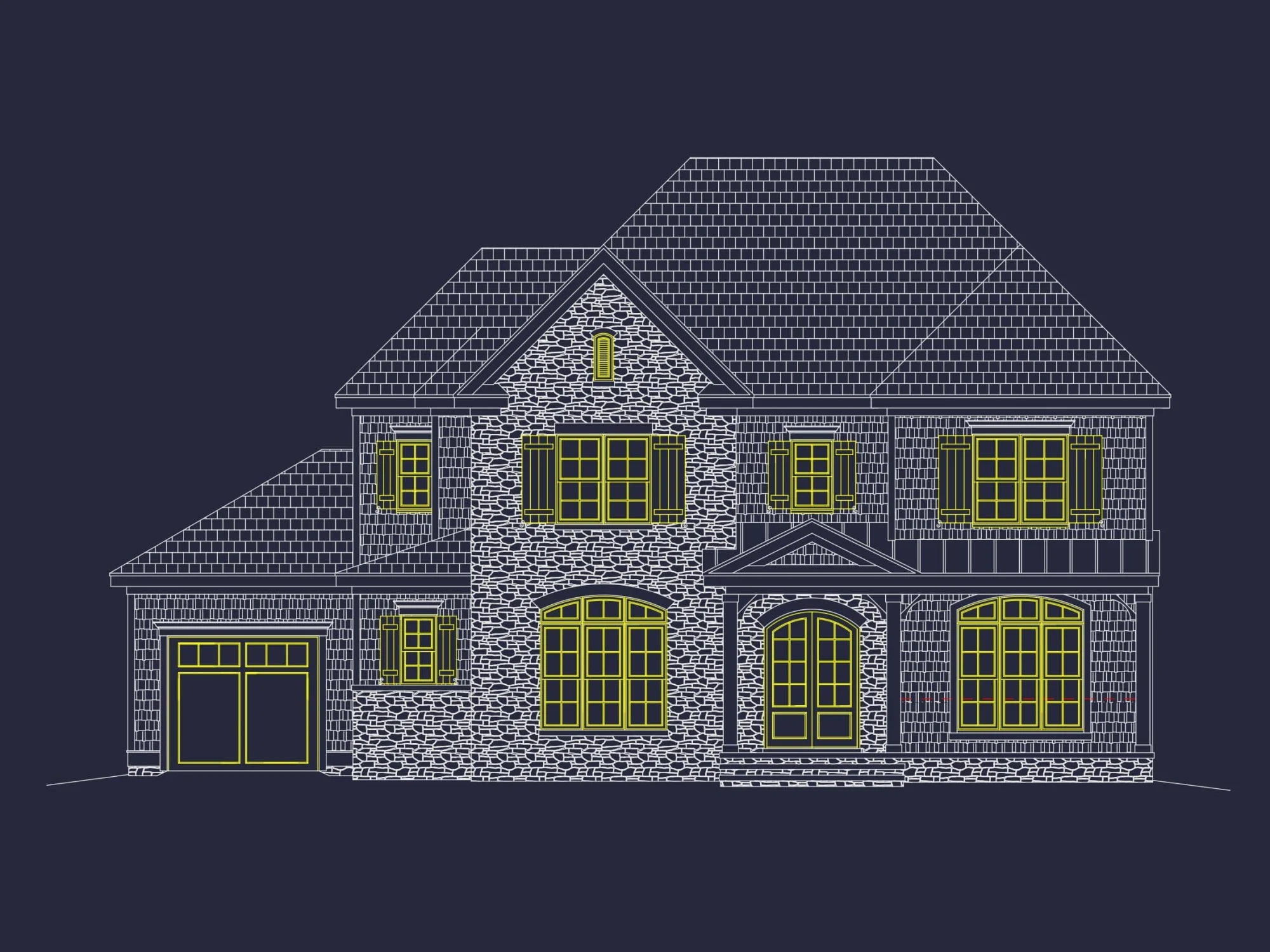 Luxurious 2.5-Story European House Plan with 5 Bedrooms & Vaulted Ceilings