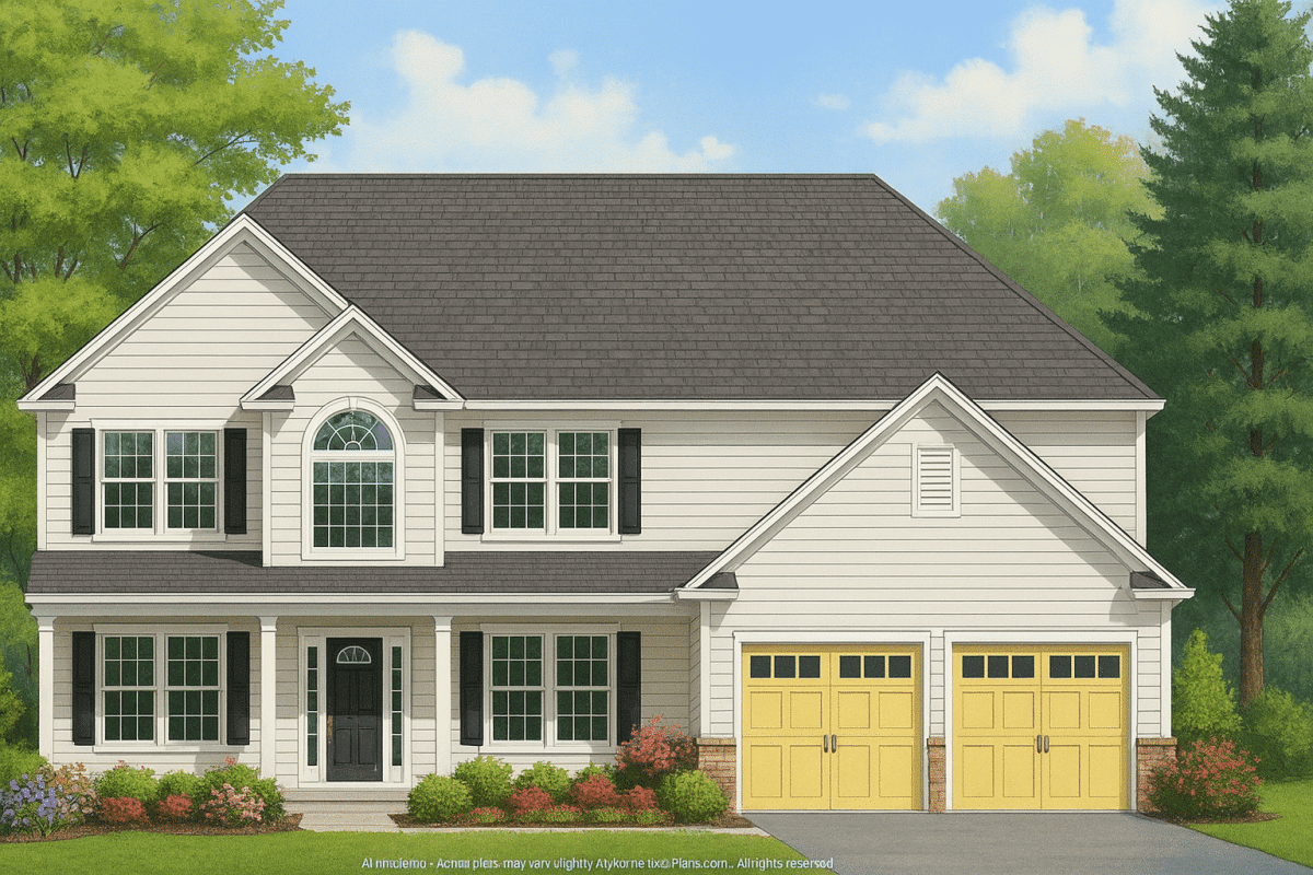 Modern Colonial Home Plan with CAD Designs and Blueprints