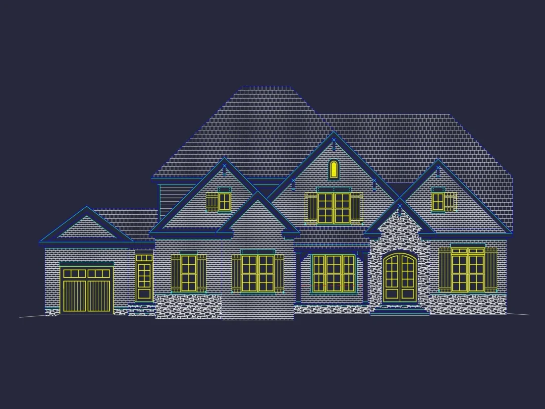 Elegant 5-Bedroom House Plan with CAD Blueprints & Modern Design