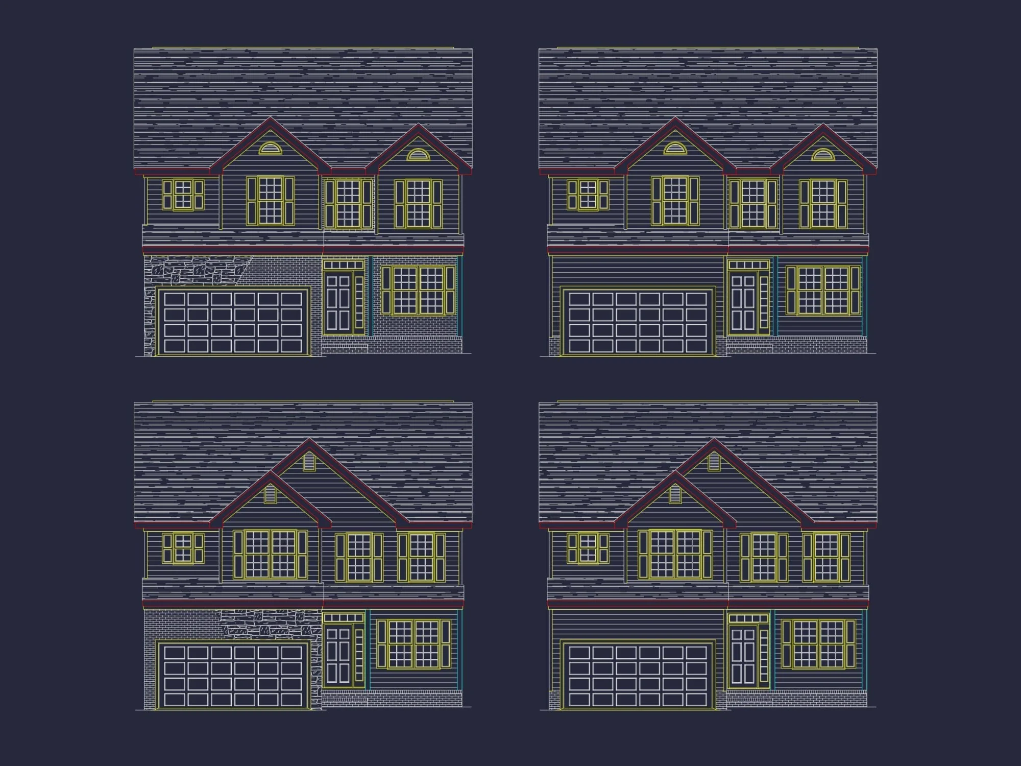 Elegant 2-Story House Plan with CAD Design and Bonus Room