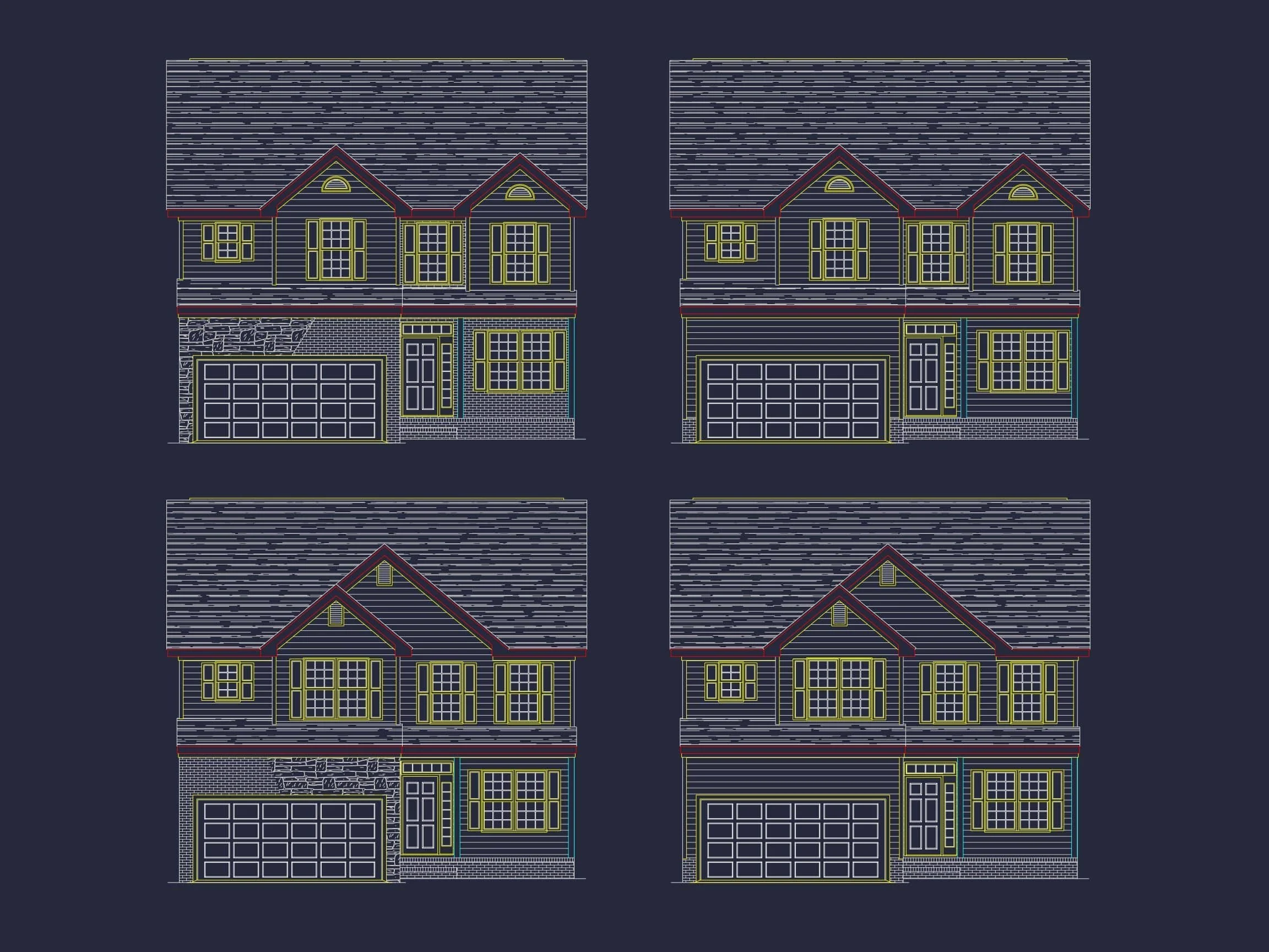 Elegant 2-Story House Plan with CAD Design and Bonus Room