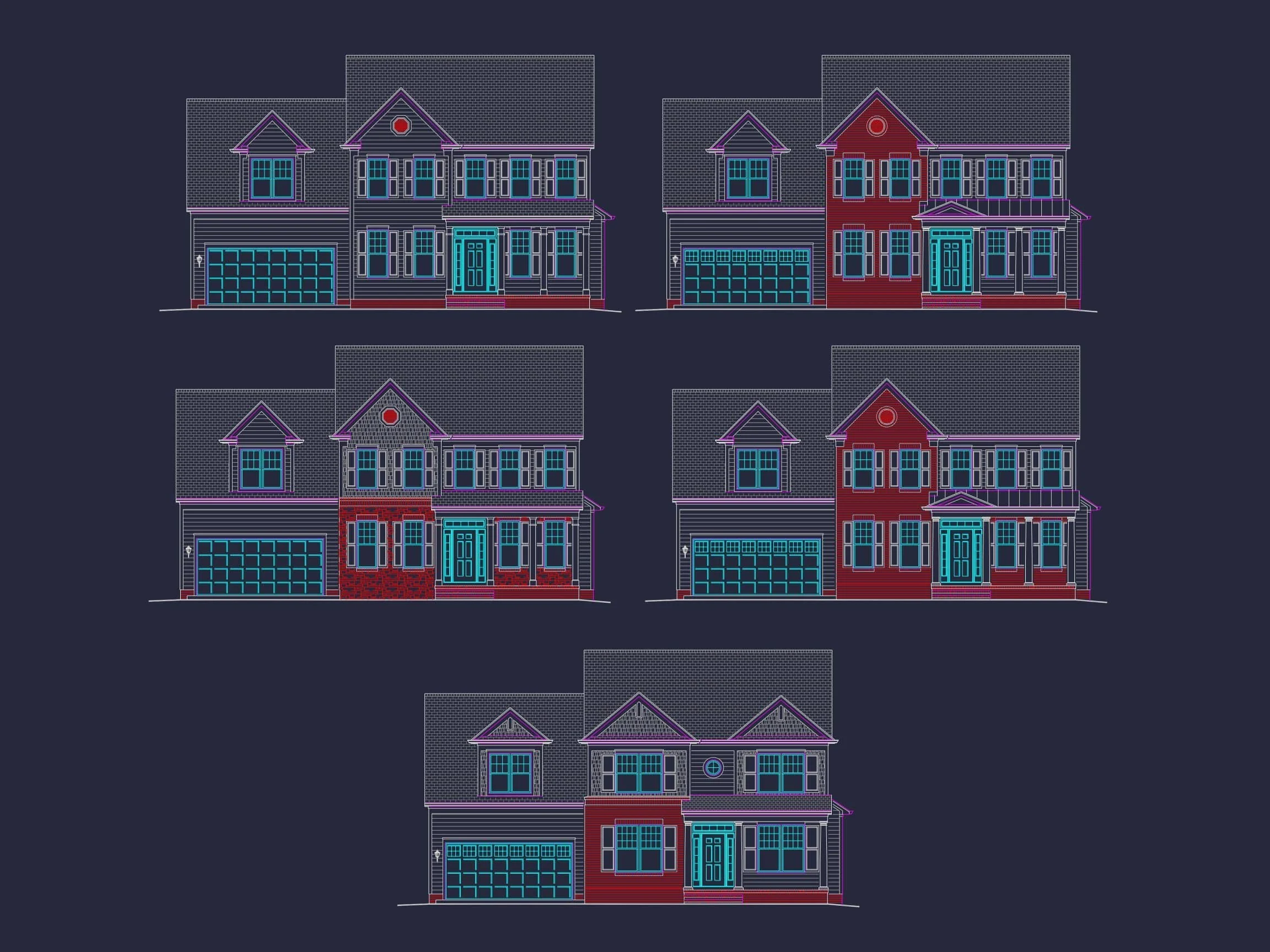 8-1264 HOUSE PLAN - Traditional Colonial Home Plan - 4-Bed, 2.5-Bath, 2,574 SF 2 Beautiful 4-Bedroom Home Plan with CAD Designs & 2-Car Garage