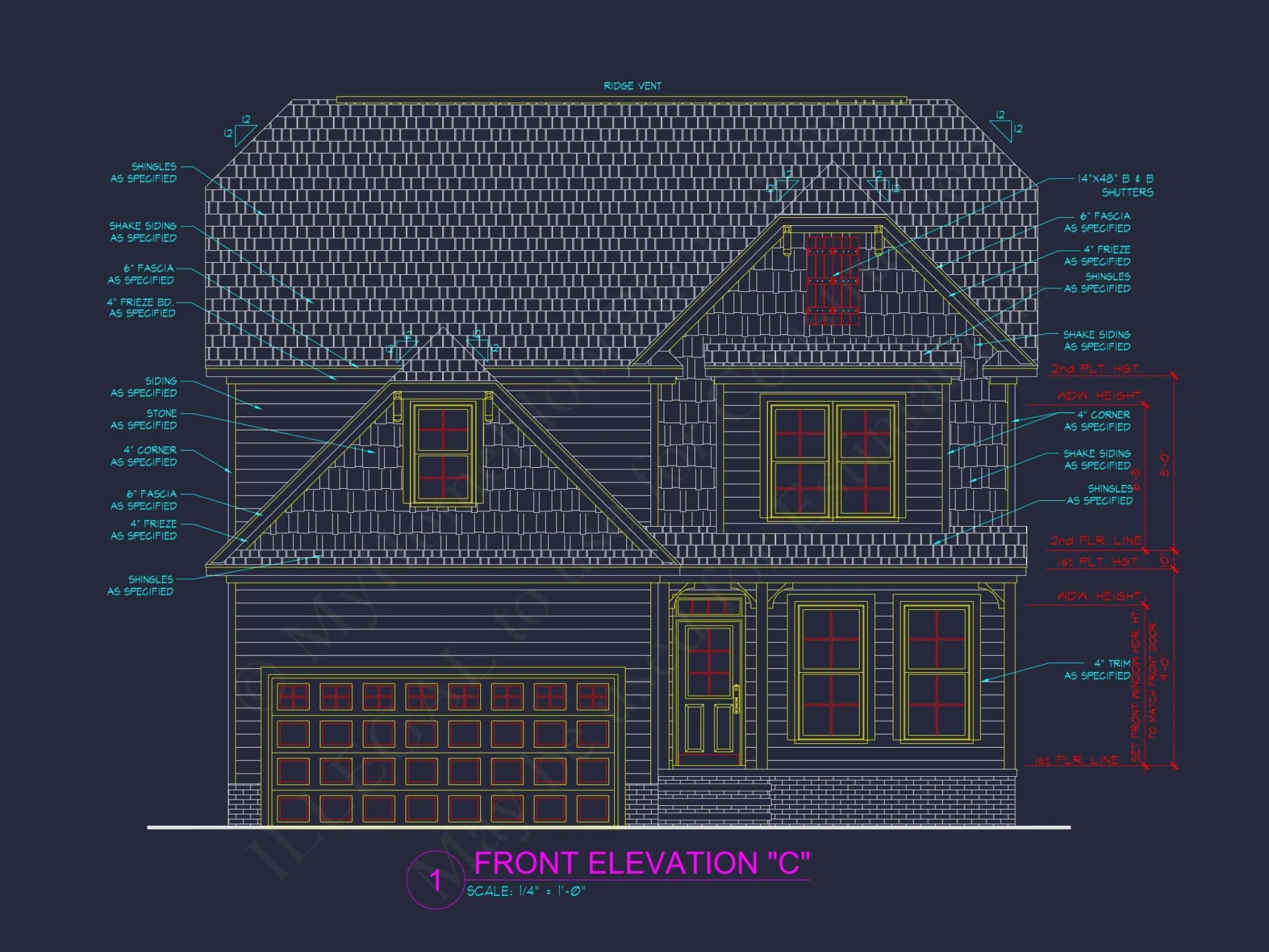 Craftsman Home Floor Plan with 2.5 Story Designs & CAD Files