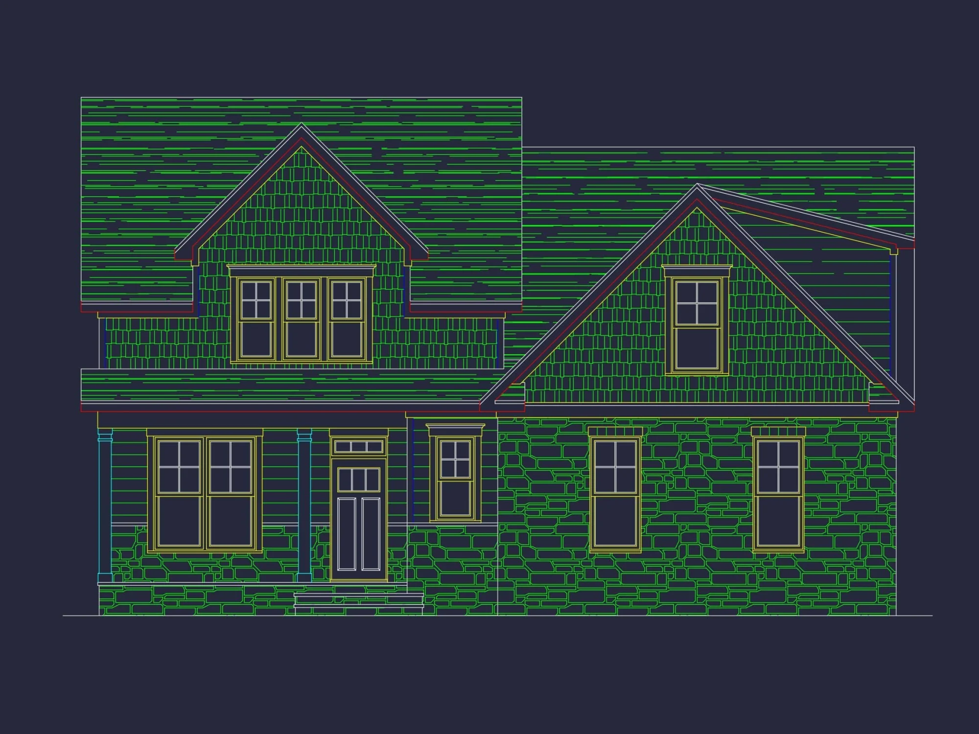 Beautiful 2-Story House Plan with Craftsman Details and CAD Designs