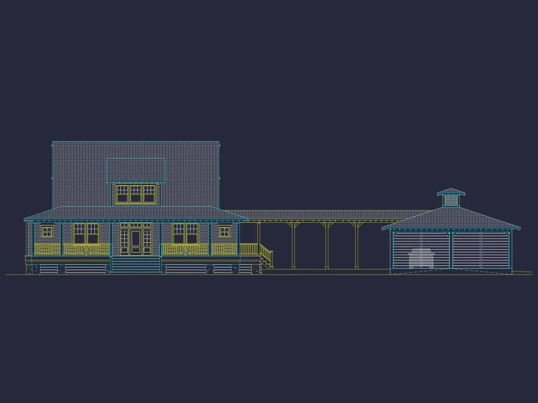 Charming 2-Story House Plan with Fireplace and Wrap-Around Porch