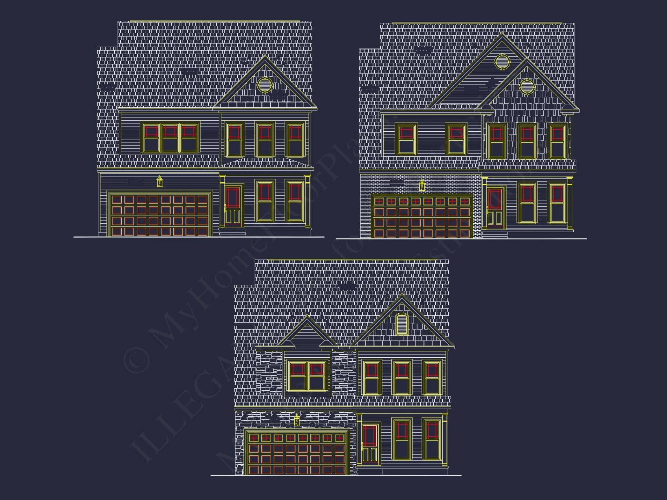 8-1050 HOUSE PLAN - Traditional Colonial Home Plan - 4-Bed, 2.5-Bath, 2,400 SF 2 Modern Craftsman 2-Story House Plan with CAD Blueprints