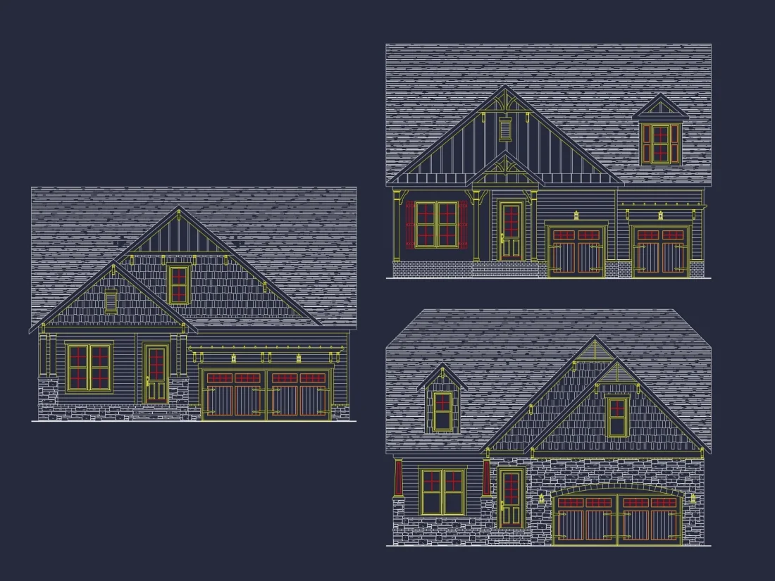 Beautiful Craftsman House Plan with 2 Stories and Detailed CAD Blueprints