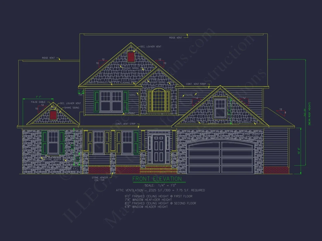Elegant 2-Story House Plan with 5 Bedrooms & CAD Blueprints