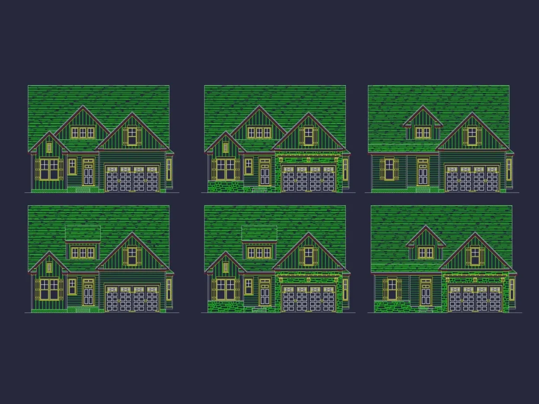 Craftsman Home Plan with 2 Floors, 3 Bedrooms & CAD Designs