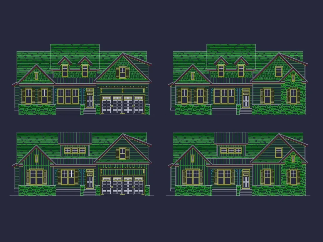 Craftsman Home Plan with 2-Story Design and CAD Blueprint
