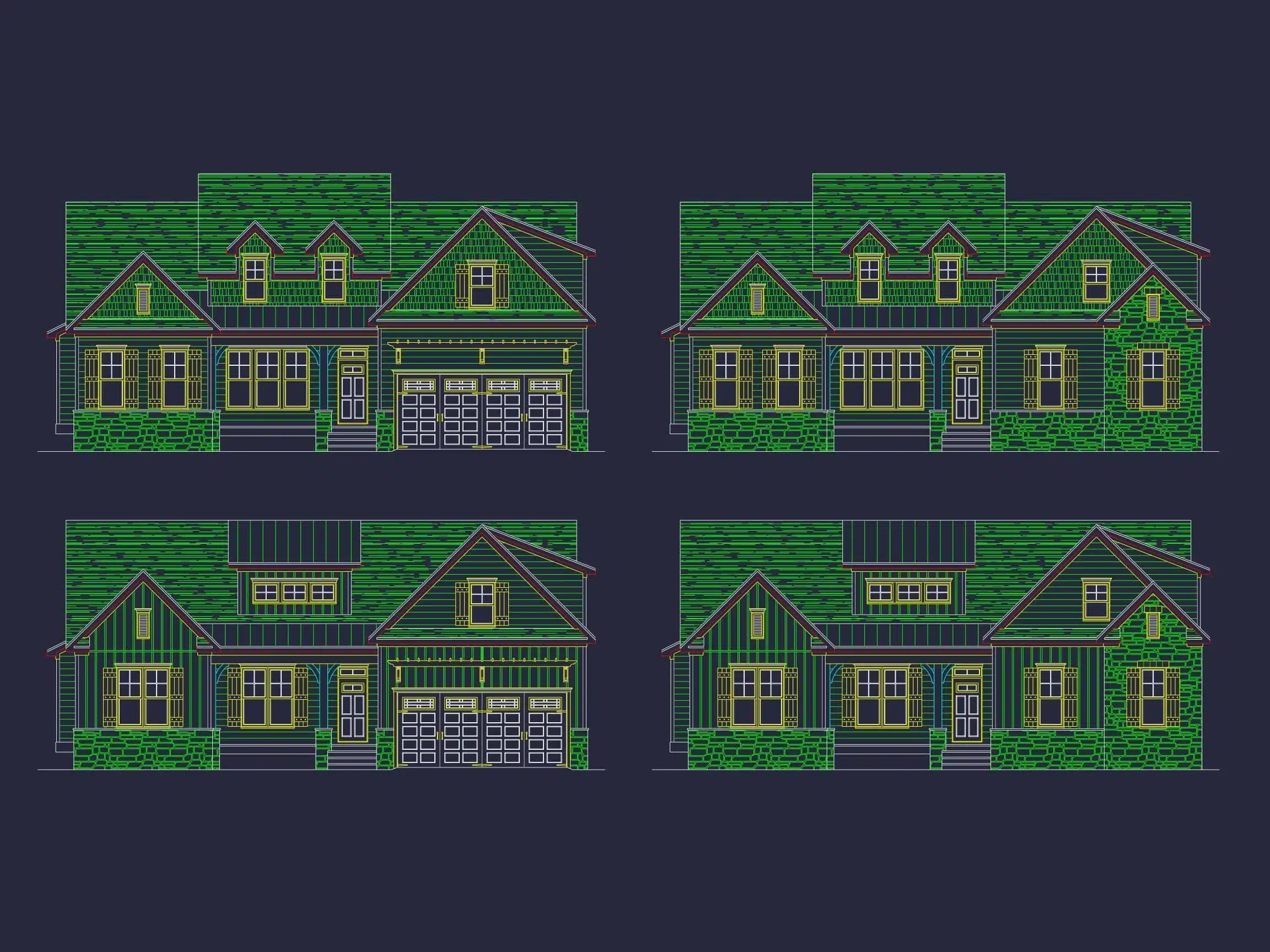 Craftsman Home Plan with 2-Story Design and CAD Blueprint