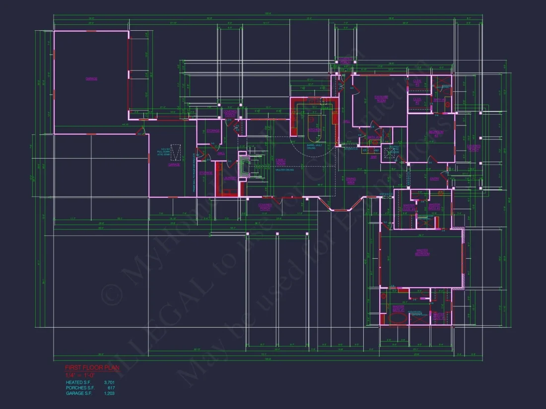 Elegant One-Story House Plan with Spacious Layout and 3,701 Heated Sq. Ft.