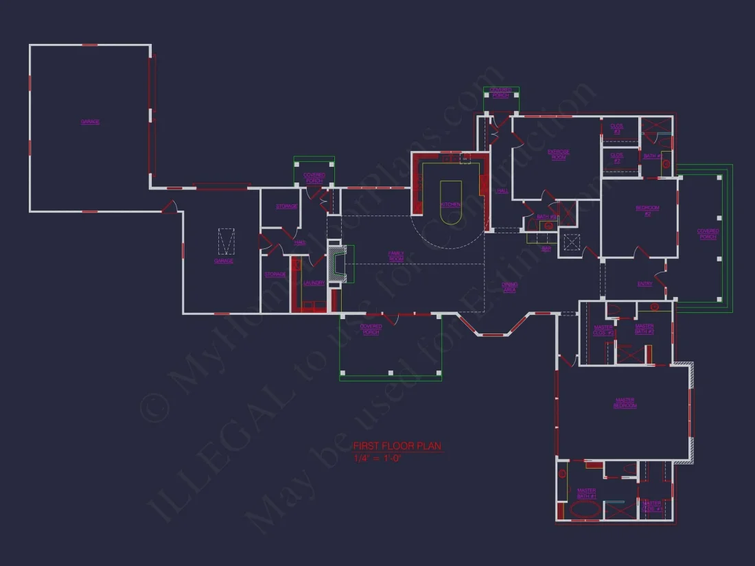 Elegant One-Story House Plan with Spacious Layout and 3,701 Heated Sq. Ft.