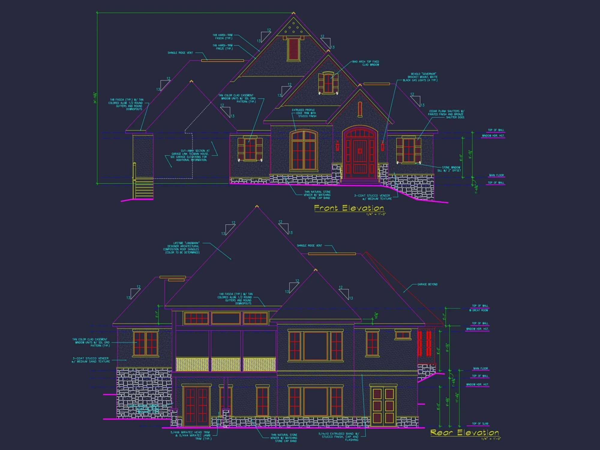 Elegant 2-Story House Plan with Vaulted Ceilings & CAD Blueprints
