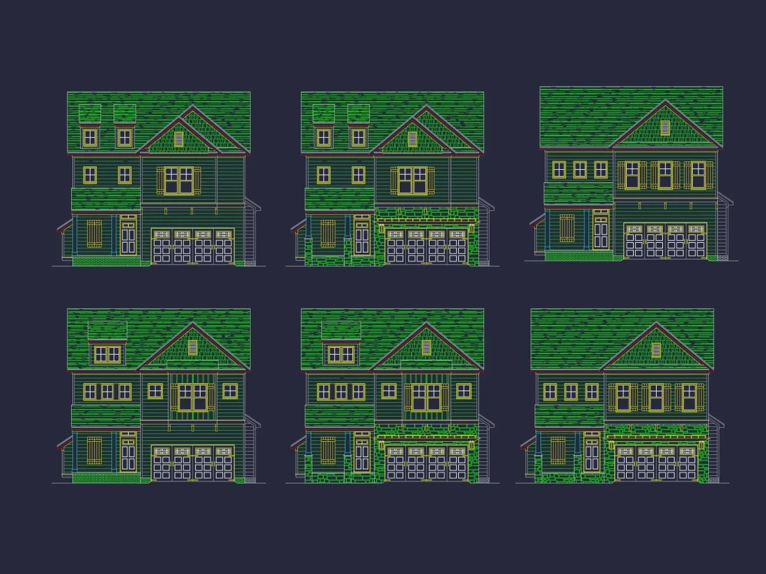 Craftsman Home Floor Plan with CAD Designs and Blueprint