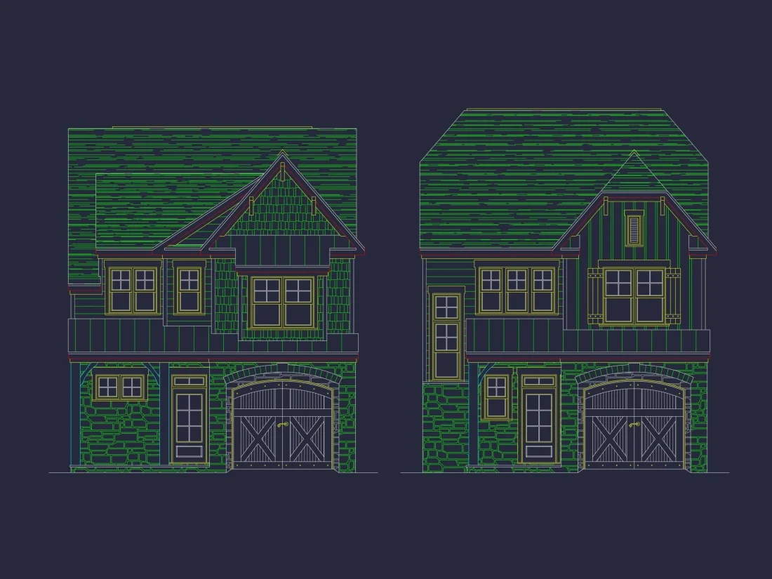 Efficient 2-Story Craftsman House Plan with CAD Blueprints