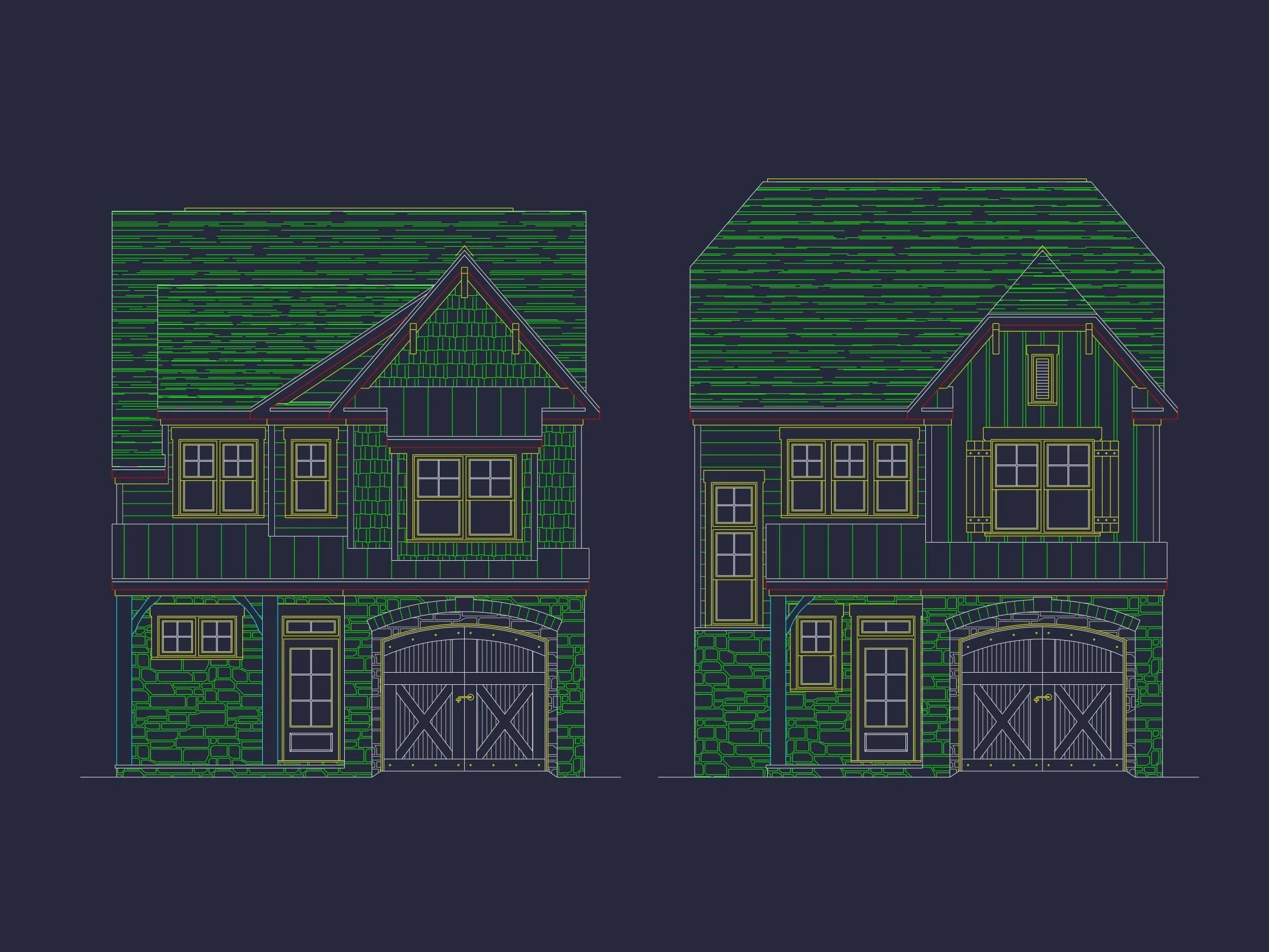 Efficient 2-Story Craftsman House Plan with CAD Blueprints