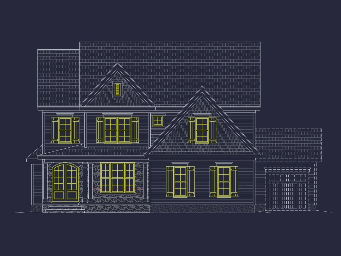 Elegant 3-Story House Plan with CAD Blueprint Designs